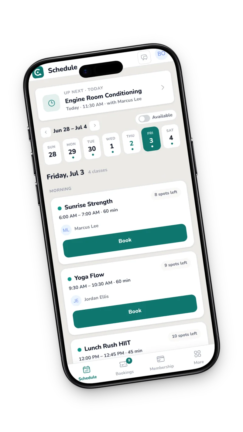 Member portal schedule on a phone